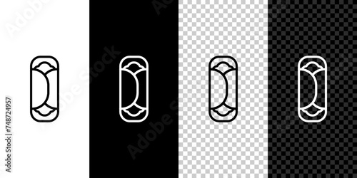 Set line Burrito icon isolated on black and white, transparent background. Traditional mexican fast food. Vector