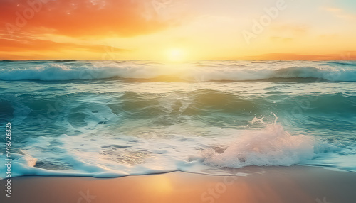 Beautiful sunset on the sea on the beach