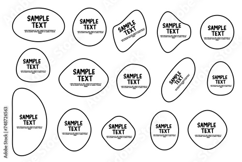 geometric objects round oval linear, title design frame for text, black, for design of postcards, posters, banners