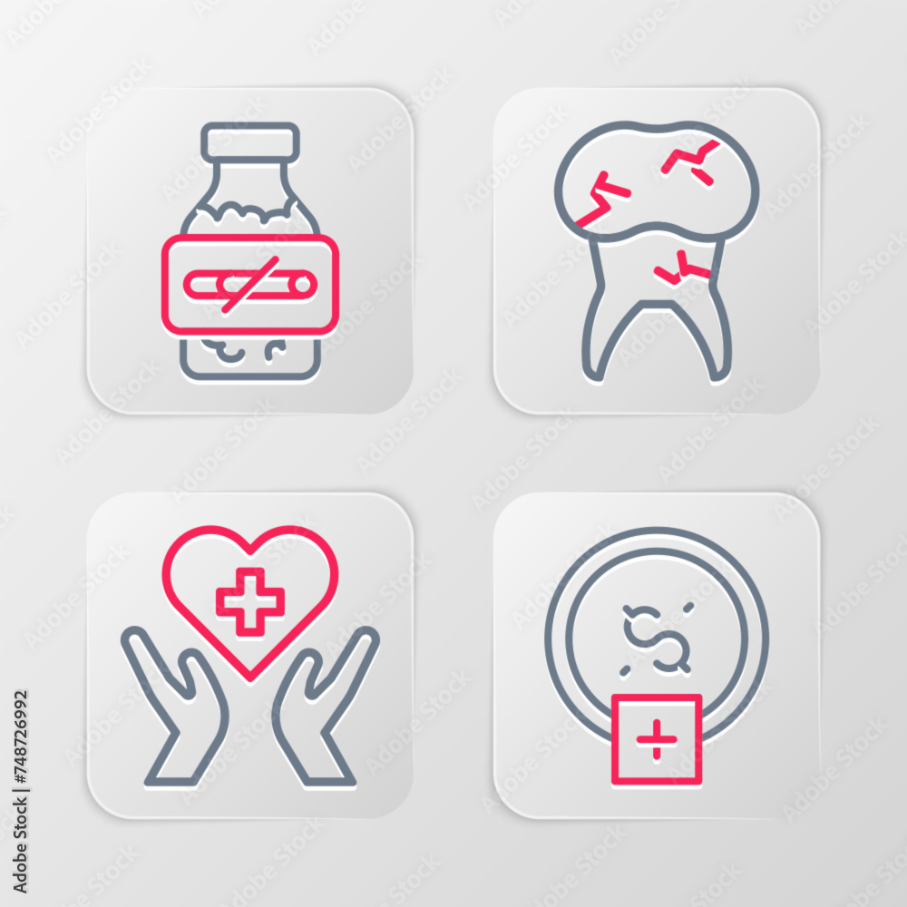 Set line Stop smoking, money saving, Heart with cross, Tooth caries and Nicotine gum blister pack icon. Vector Set line Stop smoking, money saving, Heart with cross, Tooth caries and Nicotine gum blister pack icon. Vector