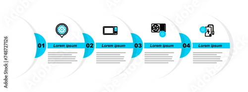 Set line Power bank setting, Air conditioner, Microwave oven and Setting icon. Vector