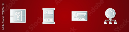 Set Mystery or random box, Game guide, Create account screen and Computer network icon. Vector