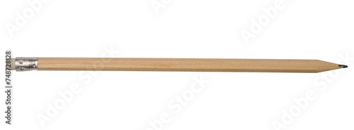 Wooden graphite pencil with an eraser at the end on an isolated background