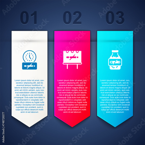 Set No smoking time, and Nicotine gum blister pack. Business infographic template. Vector