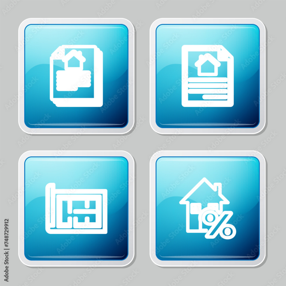 Set line House contract, , plan and with percant icon. Vector Set line House contract, , plan and with percant icon. Vector