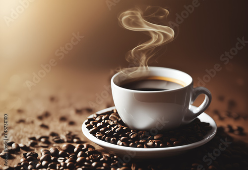 Classic Black Coffee in White Cup
