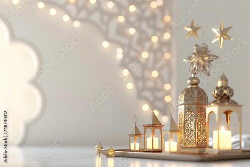 ramadhan mubarak 2024, islamic decoration ,white background 3D rendering