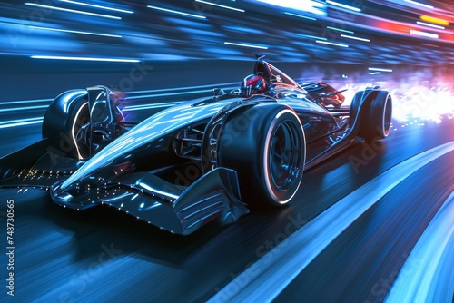 Futuristic race car speeding © Zero Zero One