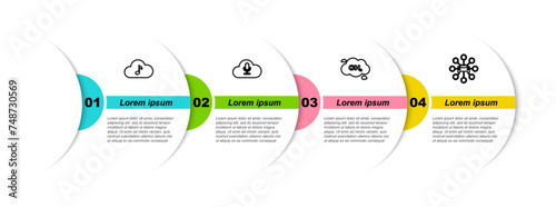 Set line Music streaming service, , Methane emissions reduction and Car sharing. Business infographic template. Vector