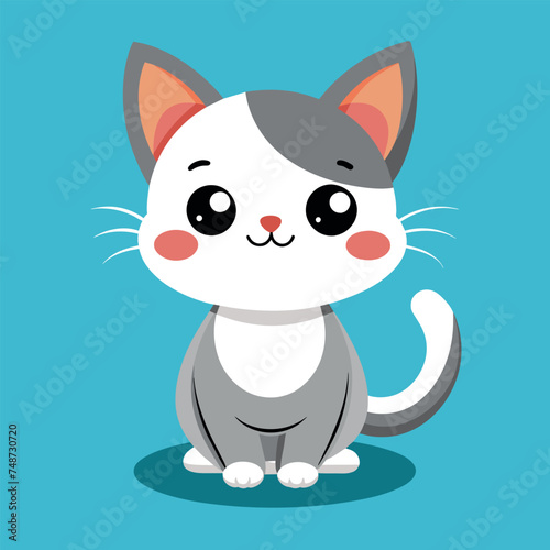 little cat smiling vector illustration 