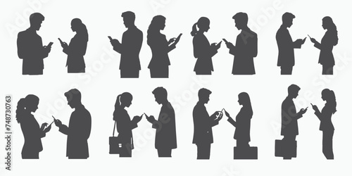 Multiple images of business people  using mobile phone .