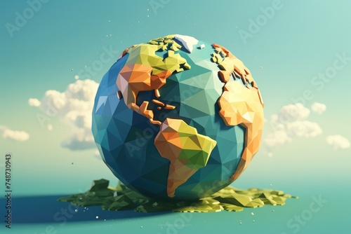 Earth planet illustrationcovered by sunny weather forecast, heats climate change. Generative Ai.