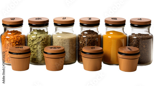Labeled Ceramic Spice Jar Set on white background