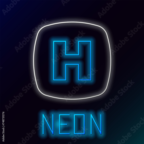 Glowing neon line Hospital signboard icon isolated on black background. Colorful outline concept. Vector