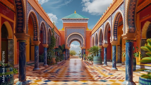 Moroccan architecture with vibrant ceramic tiles and traditional design photo