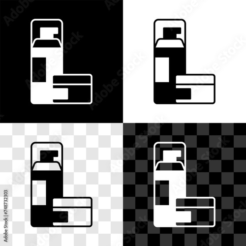 Set Shaving gel foam icon isolated on black and white, transparent background. Shaving cream. Vector
