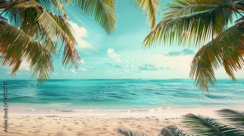 Tranquil beach scene. Exotic tropical beach landscape for background or wallpaper. Design of summer vacation holiday concept. © buraratn