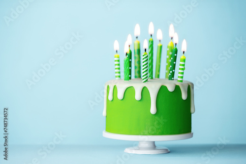 Green celebration birthday cake