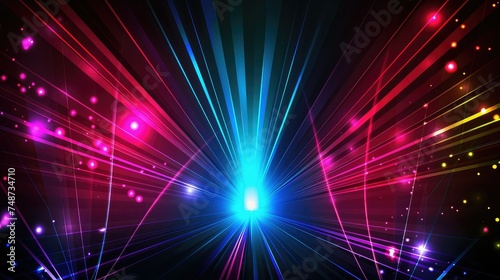 Colorful laserlights on black background. photo