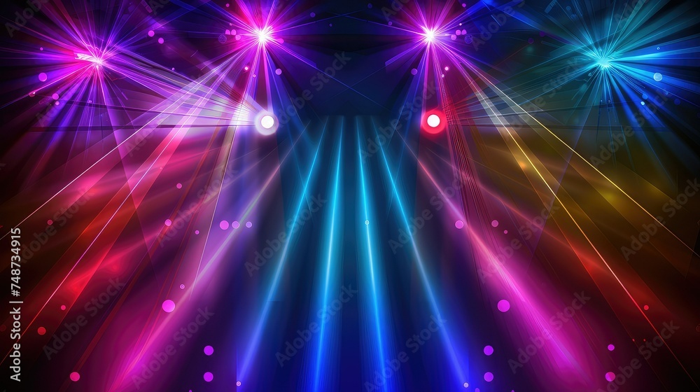 Fototapeta premium Colorful laserlights on black background.