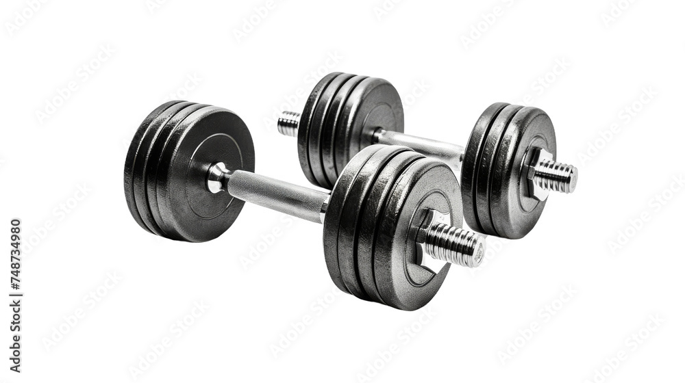 Modern Minimalist Iron Dumbbell Set on transparent background Modern Minimalist Iron Dumbbell Set on transparent background
