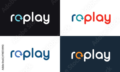 Foto set of replay text logo vector template, replay text logo vector
