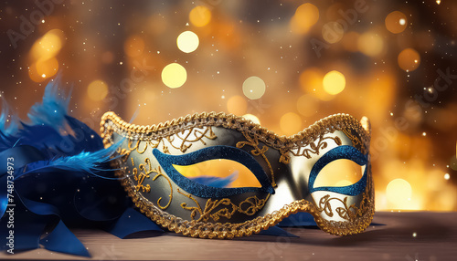 Venetian mask in blue and gold ,concept carnival © terra.incognita