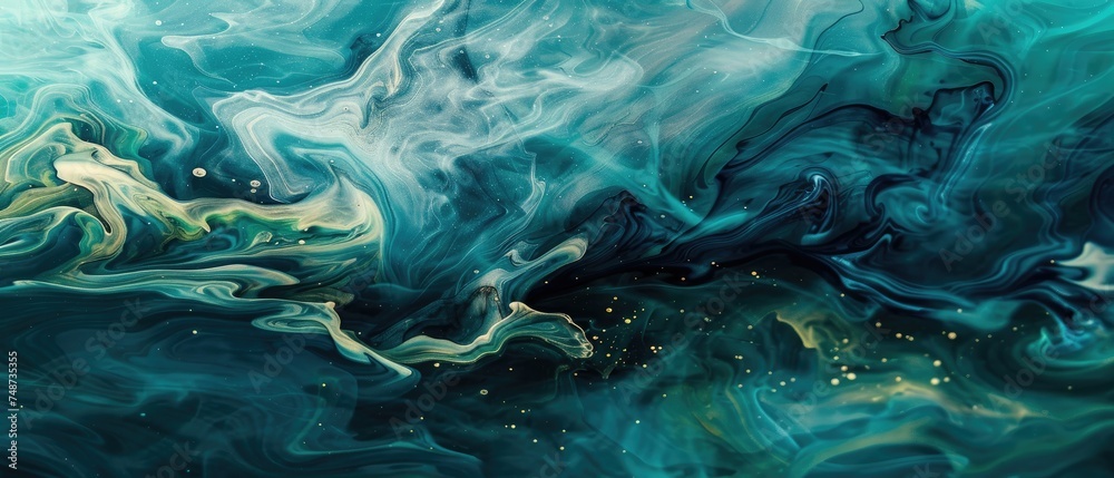 Beautiful abstraction of liquid paints in slow blending flow mixing together gently Beautiful abstraction of liquid paints in slow blending flow mixing together gently
