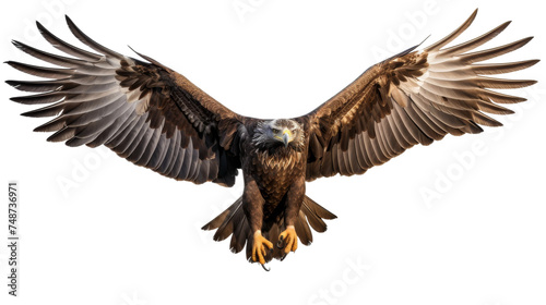 Powerful Eagle Soaring Wings Extended on white background © momina