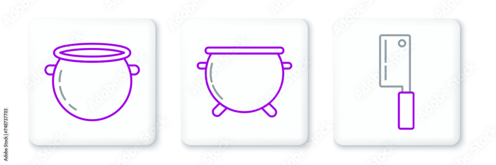 Set line Meat chopper, Halloween witch cauldron and icon. Vector Set line Meat chopper, Halloween witch cauldron and icon. Vector