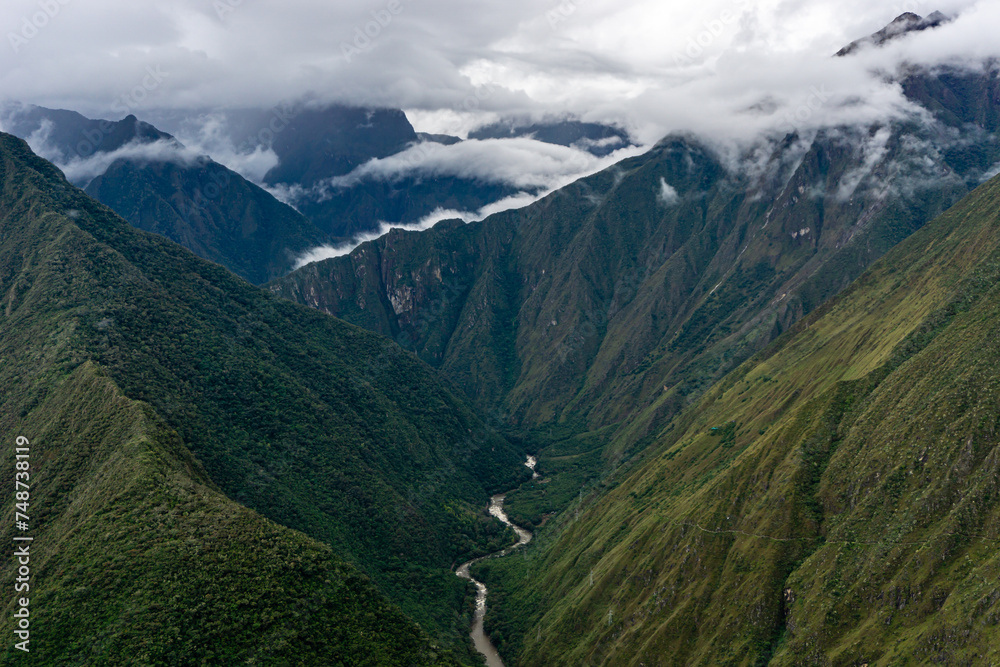 A river crosses through the Andes mountains. High quality photo