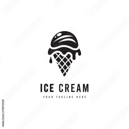 Ice cream logo, with minimalist style. Ice cream silhouette vector. Suitable for dessert, ice cream or drink logos.