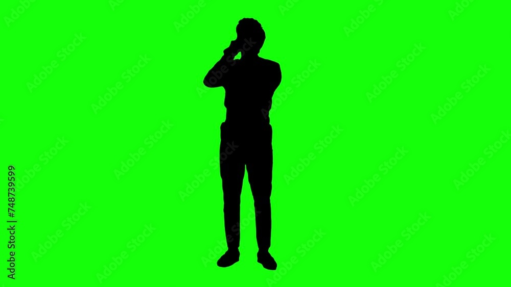 Silhouette man singer. Singing song and dancing on green screen background. Video 4K for compositing and presentation. Silhouette man singer. Singing song and dancing on green screen background. Video 4K for compositing and presentation.