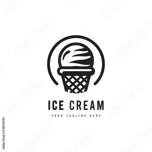 Ice cream logo, with minimalist style. Ice cream silhouette vector. Suitable for dessert, ice cream or drink logos.