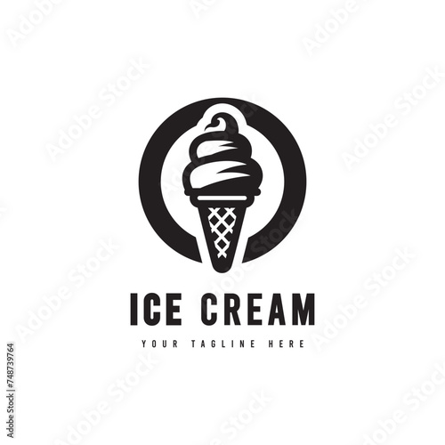 Ice cream logo, with minimalist style. Ice cream silhouette vector. Suitable for dessert, ice cream or drink logos.
