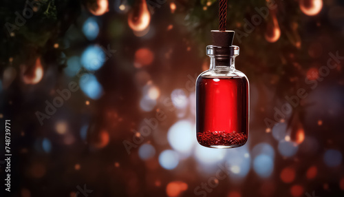 A jar of blood or an elixir with a chain world cancer day concept