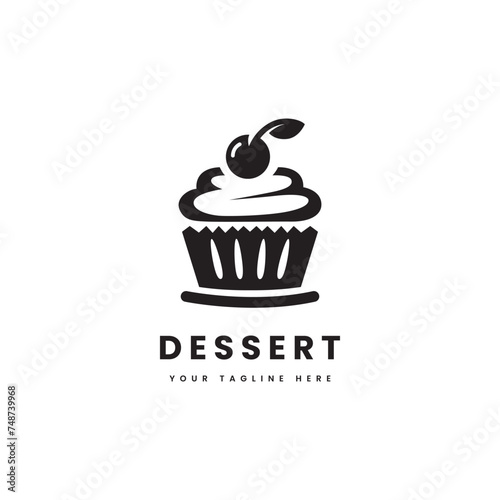 Dessert cake logo  with minimalist style. Sweet cake silhouette vector. Suitable for dessert  sweet cake or snack logos.