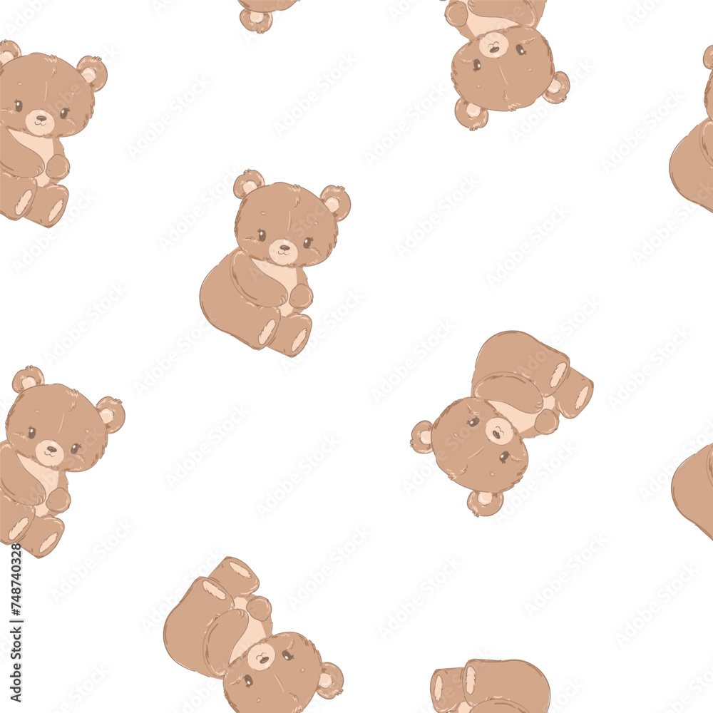 Hand Drawn Cute little Teddy Bears seamless pattern. Vector illustration kids design Hand Drawn Cute little Teddy Bears seamless pattern. Vector illustration kids design