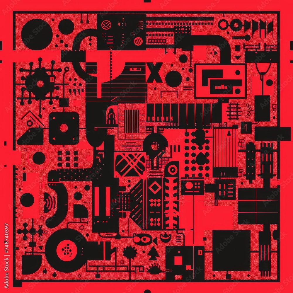 Seamless Red, Black and White Abstract Pattern. Fabric Pattern. Pattern Tile and Swatch Seamless Red, Black and White Abstract Pattern. Fabric Pattern. Pattern Tile and Swatch