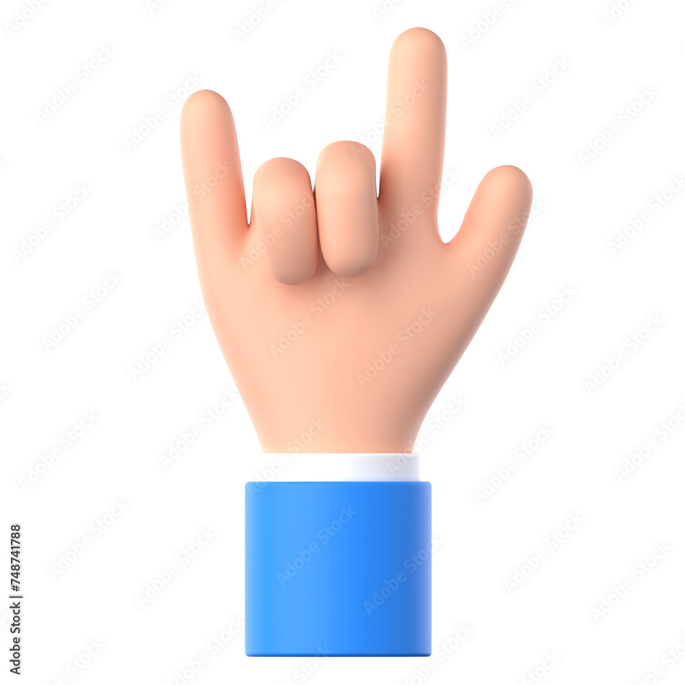 Rock Hand Gesture 3D Illustration Rock Hand Gesture 3D Illustration