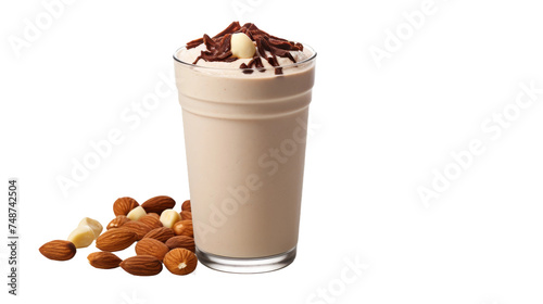 Rich and Velvety Nutella Hazelnut Milkshake on transparent background