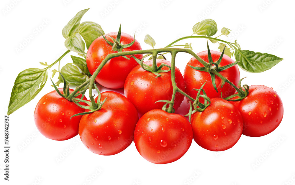 Ripe Red Vine Tomatoes on transparent background