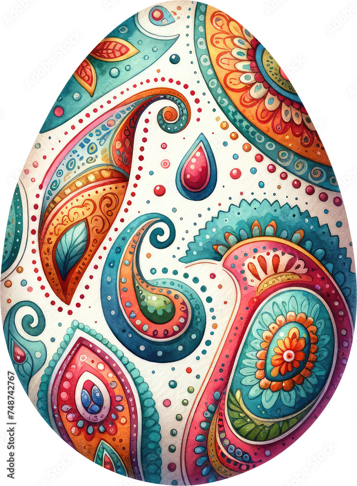 Paisley Easter Eggs Clipart, Painted Easter Egg, Easter Eggs Png,  Watercolor Clipart, Painted Eggs, Happy Easter