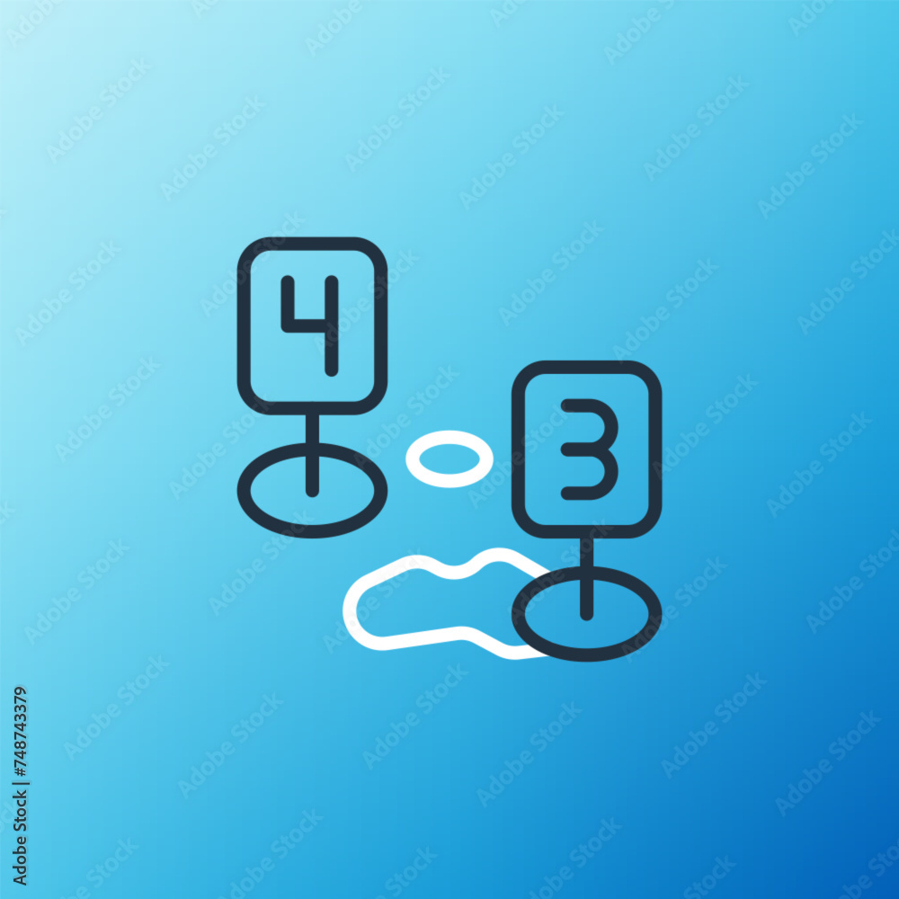Line Marker of crime scene icon isolated on blue background. Colorful outline concept. Vector Line Marker of crime scene icon isolated on blue background. Colorful outline concept. Vector