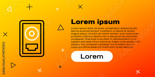 Line CD disk award in frame icon isolated on yellow background. Modern ceremony. Best seller. Musical trophy. Colorful outline concept. Vector