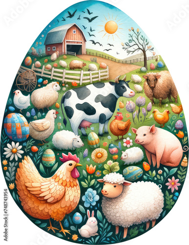 Farm Animals Easter Eggs Clipart, Painted Easter Egg, Easter Eggs Png,  Watercolor Clipart, Painted Eggs, Happy Easter