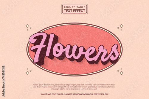 Editable text effect Flowers 3d cartoon template style modern premium vector