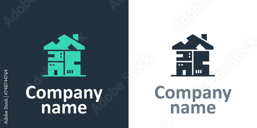 Logotype Homeless cardboard house icon isolated on white background. Logo design template element. Vector