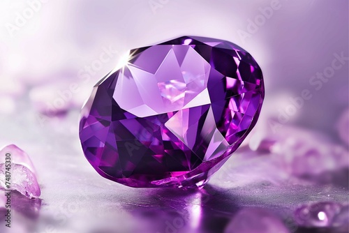 It is a clear and transparent purple gem  an amethyst symbol of peace and integrity. generative ai