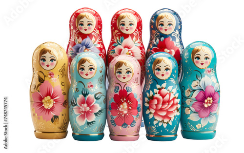 Stack of Traditional Russian Nesting Dolls on transparent background © FMSTUDIO